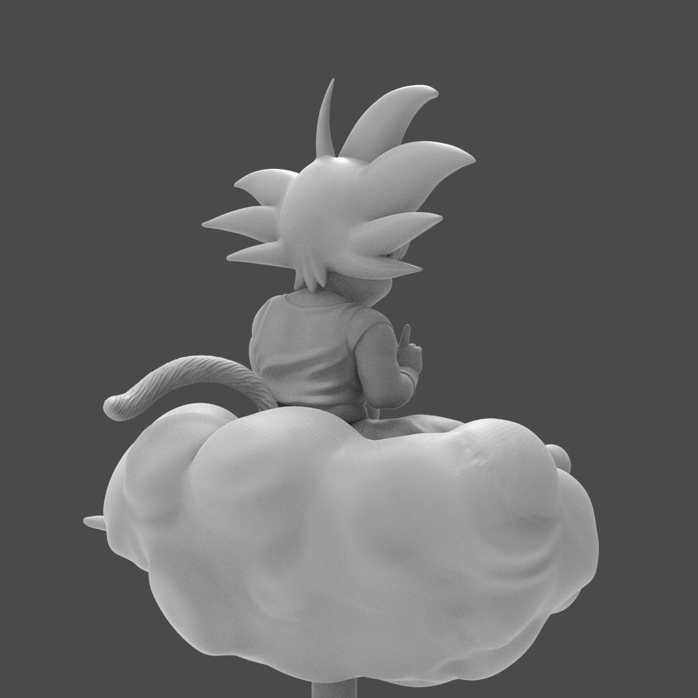 Dragon Ball Kid Goku WIth Bong On Cloud HIGH 3D print model_4