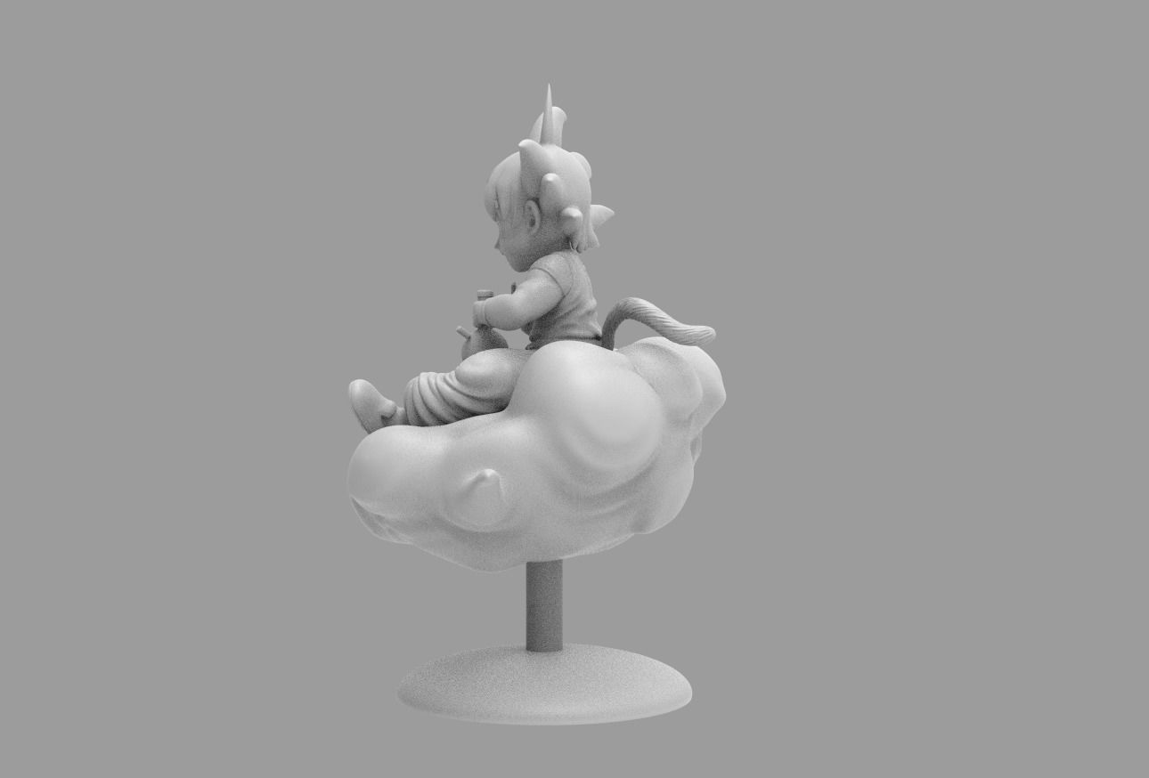 Dragon Ball Kid Goku WIth Bong On Cloud HIGH 3D print model_18