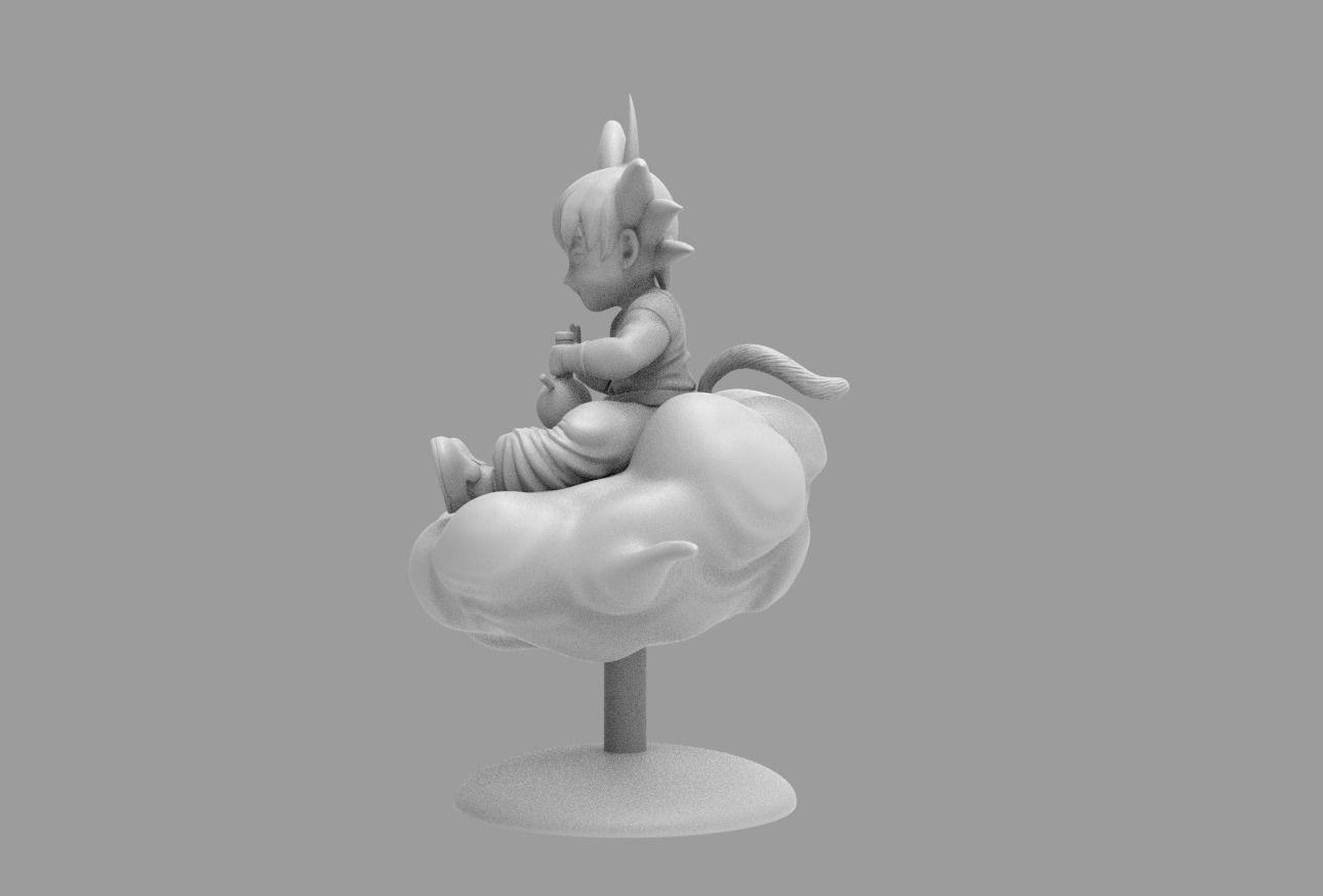 Dragon Ball Kid Goku WIth Bong On Cloud HIGH 3D print model_11