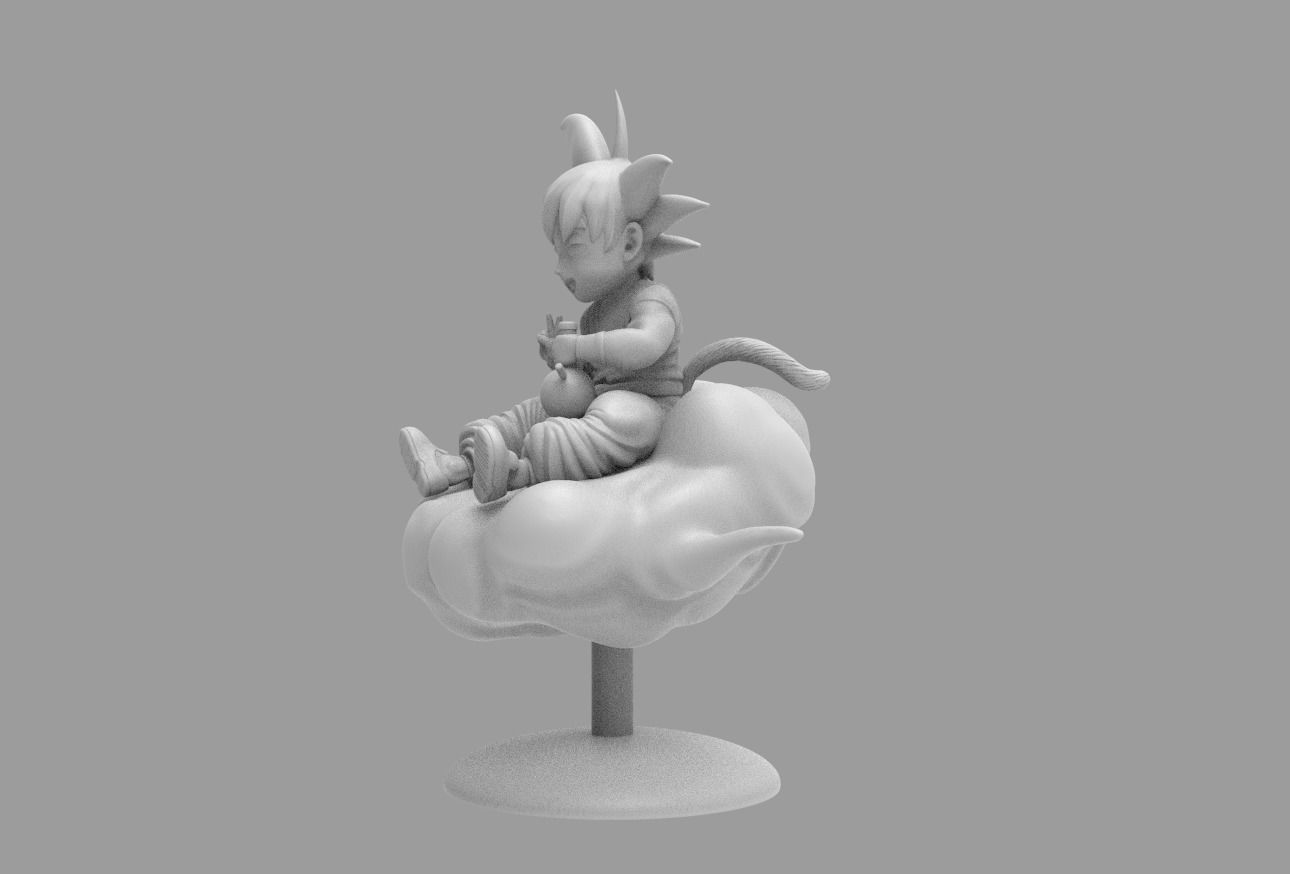 Dragon Ball Kid Goku WIth Bong On Cloud HIGH 3D print model_12