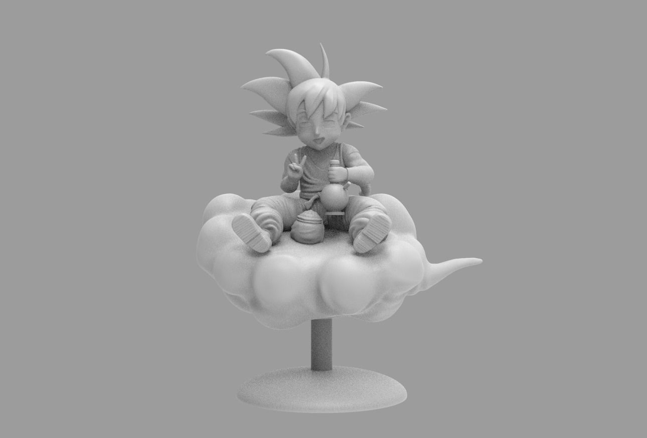 Dragon Ball Kid Goku WIth Bong On Cloud HIGH 3D print model_7