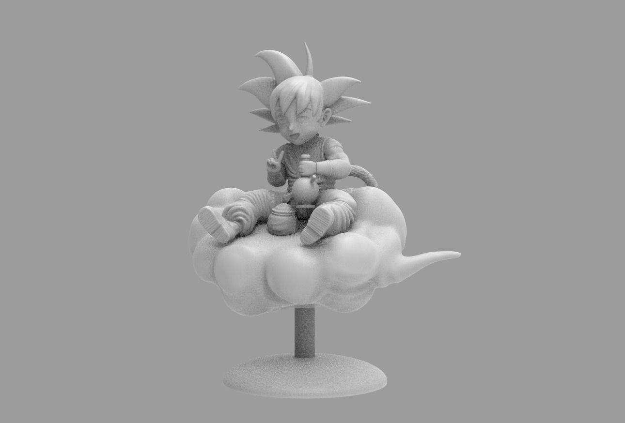 Dragon Ball Kid Goku WIth Bong On Cloud HIGH 3D print model_14