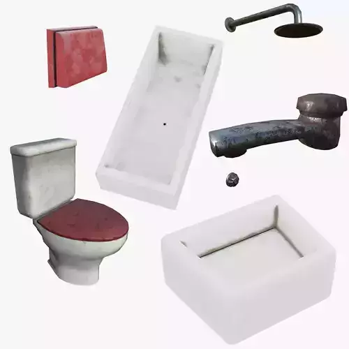 Dirty Bathroom Objects 3D Model Collection