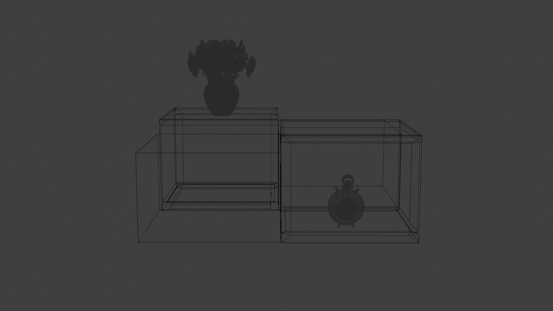 table coffee with clock and flowers Free low-poly 3D model_3