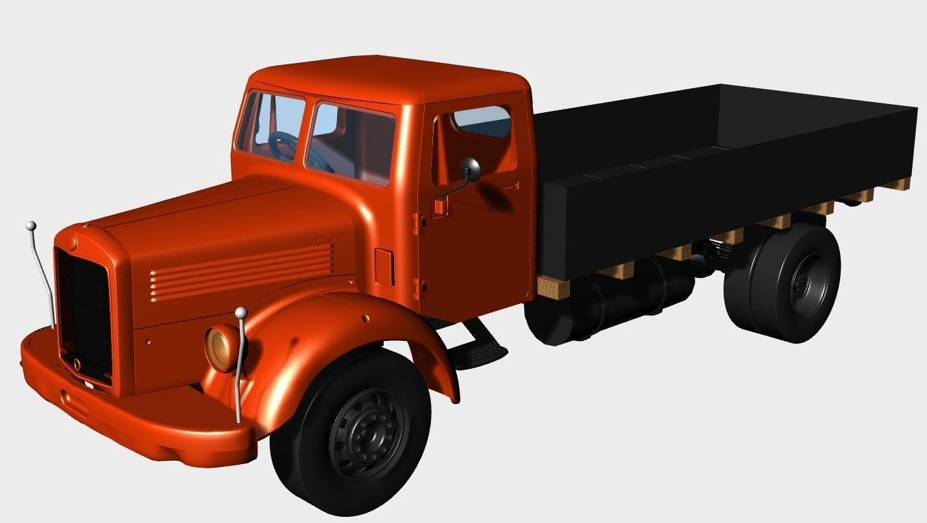 Mercedes L312-TATA 1210D Vintage Truck - 3D printable 14th scale 3D print model_6
