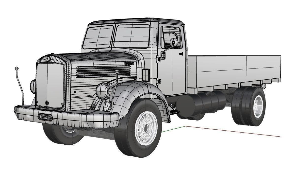Mercedes L312-TATA 1210D Vintage Truck - 3D printable 14th scale 3D print model_8