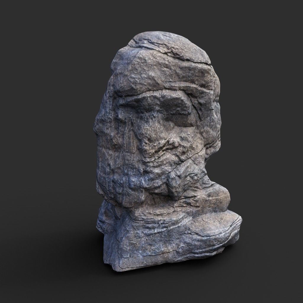 Low poly Gray Boulder Beach Rock Collection 210106 Low-poly 3D model_34