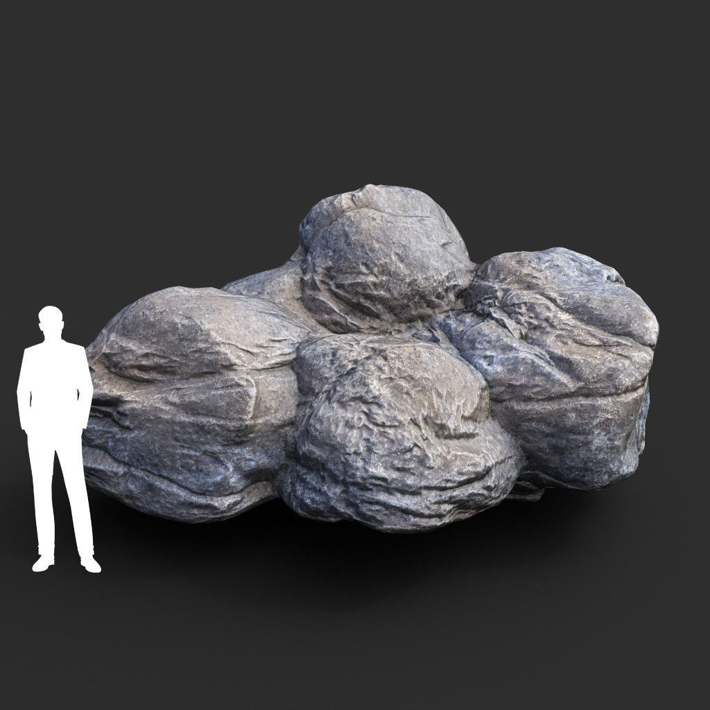 Low poly Gray Boulder Beach Rock Collection 210106 Low-poly 3D model_26