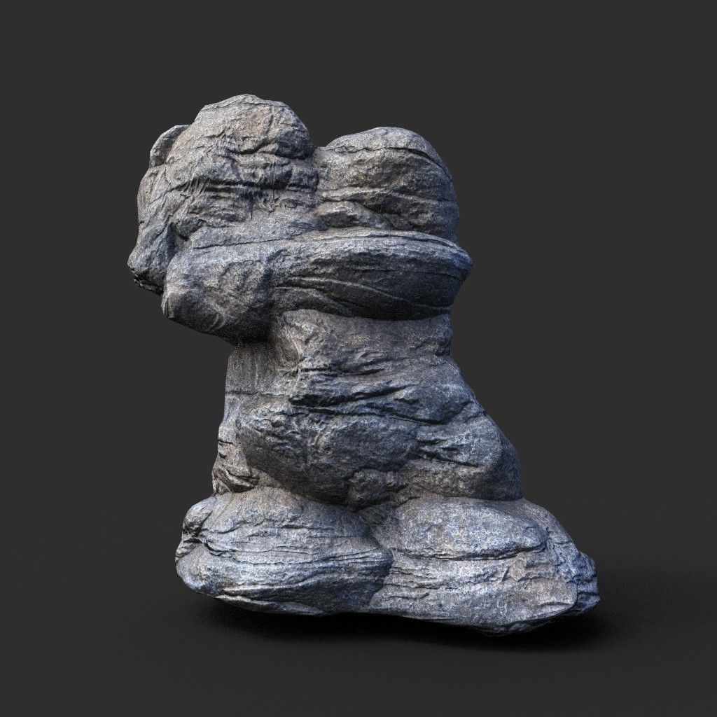 Low poly Gray Boulder Beach Rock Collection 210106 Low-poly 3D model_49