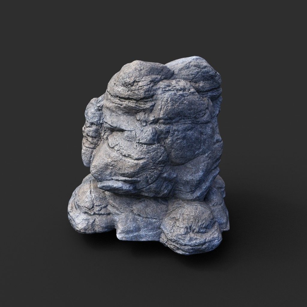 Low poly Gray Boulder Beach Rock Collection 210106 Low-poly 3D model_44