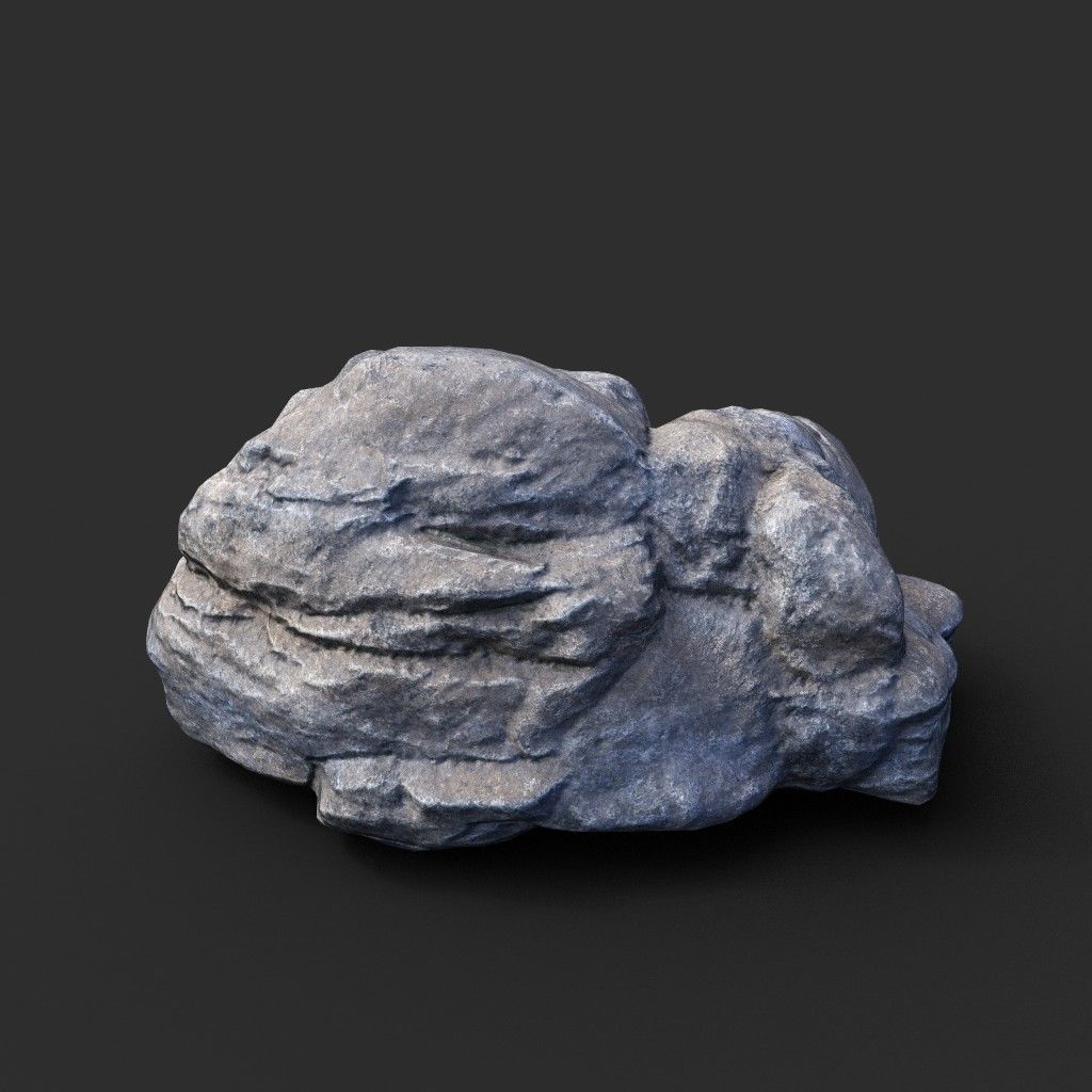 Low poly Gray Boulder Beach Rock Collection 210106 Low-poly 3D model_3