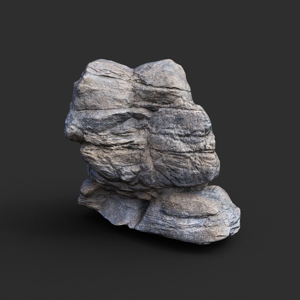 Low poly Gray Boulder Beach Rock Collection 210106 Low-poly 3D model_42