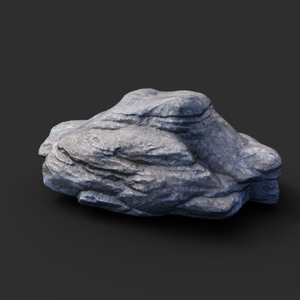 Low poly Gray Boulder Beach Rock Collection 210106 Low-poly 3D model_9