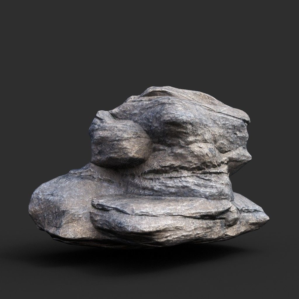 Low poly Gray Boulder Beach Rock Collection 210106 Low-poly 3D model_17