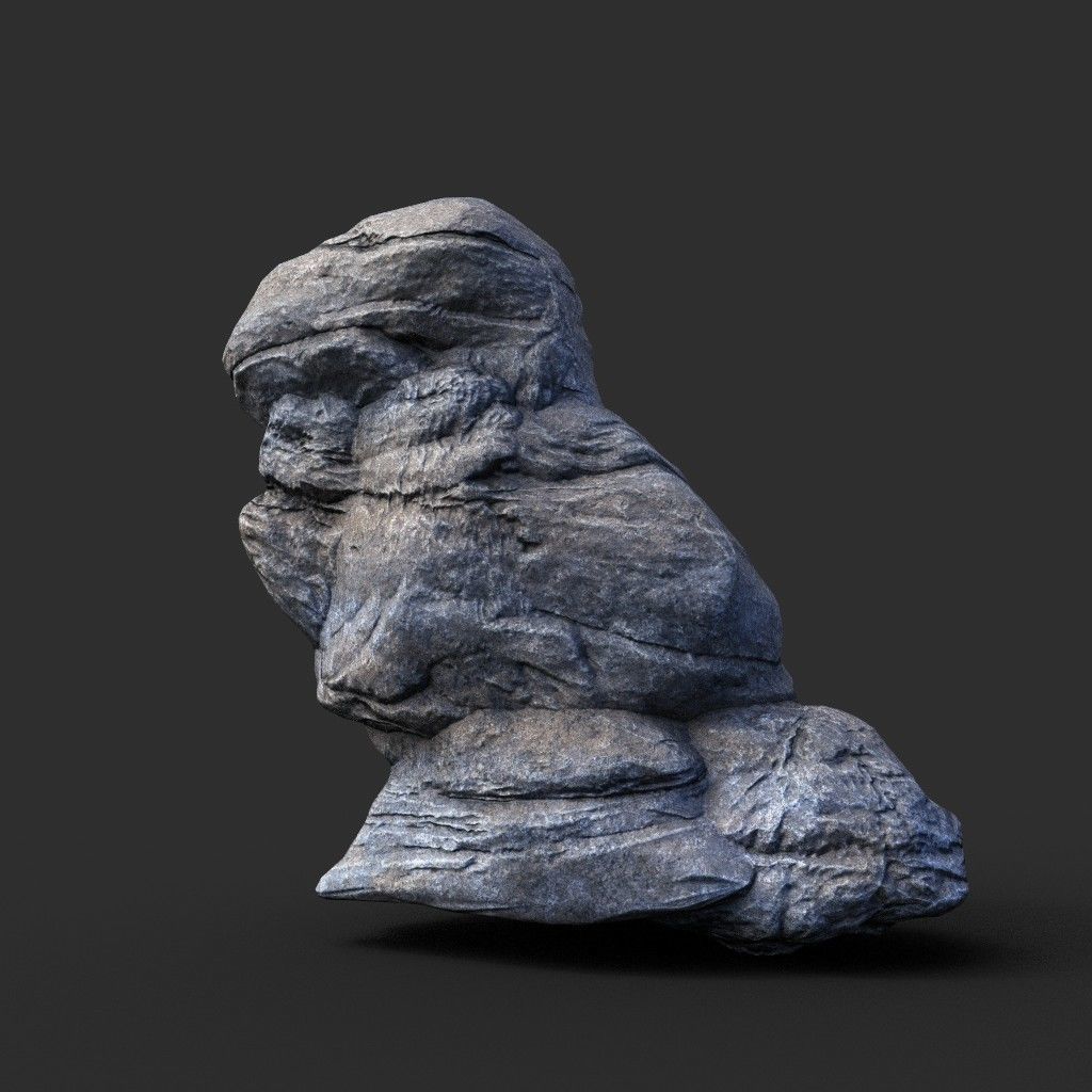 Low poly Gray Boulder Beach Rock Collection 210106 Low-poly 3D model_39