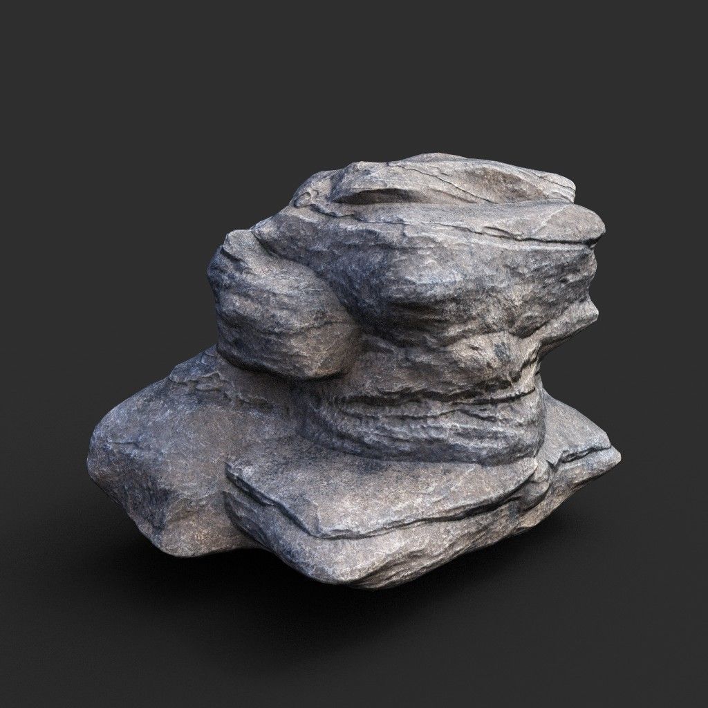 Low poly Gray Boulder Beach Rock Collection 210106 Low-poly 3D model_18