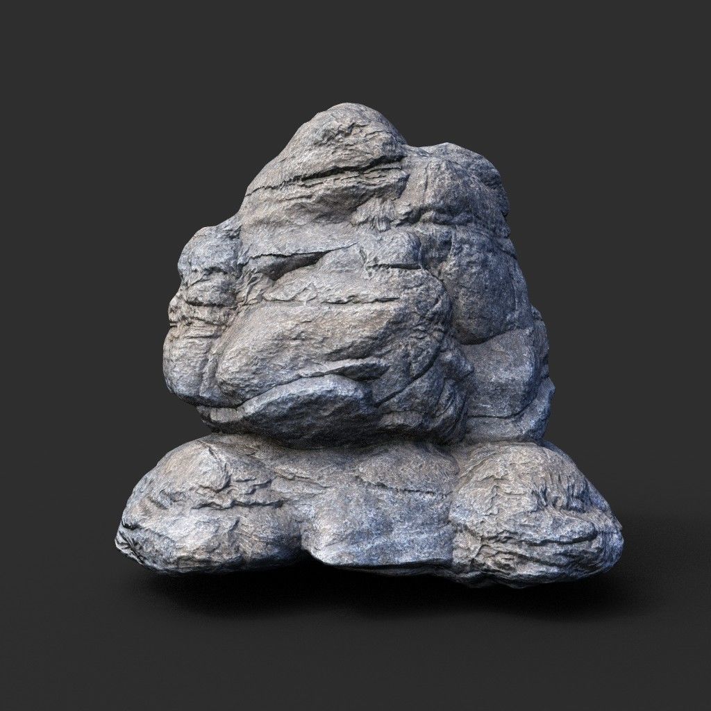Low poly Gray Boulder Beach Rock Collection 210106 Low-poly 3D model_43