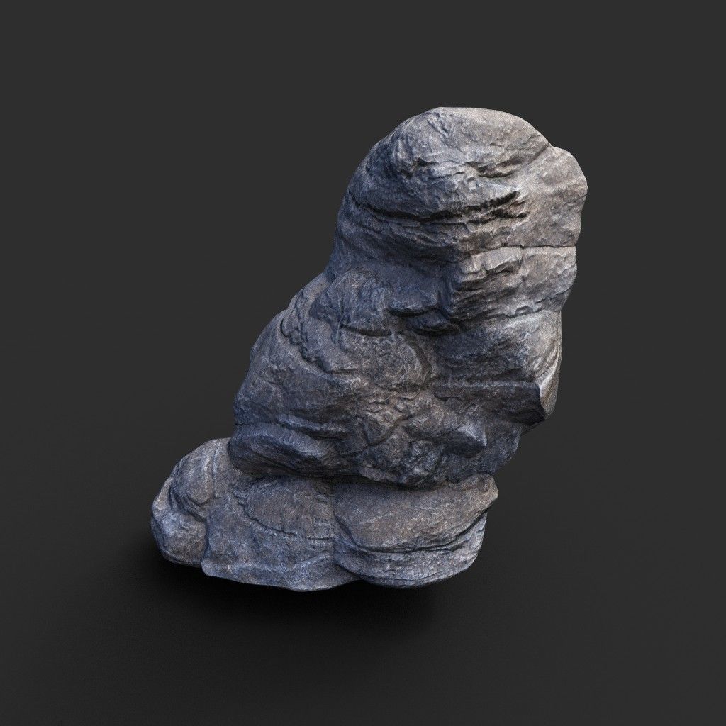 Low poly Gray Boulder Beach Rock Collection 210106 Low-poly 3D model_37