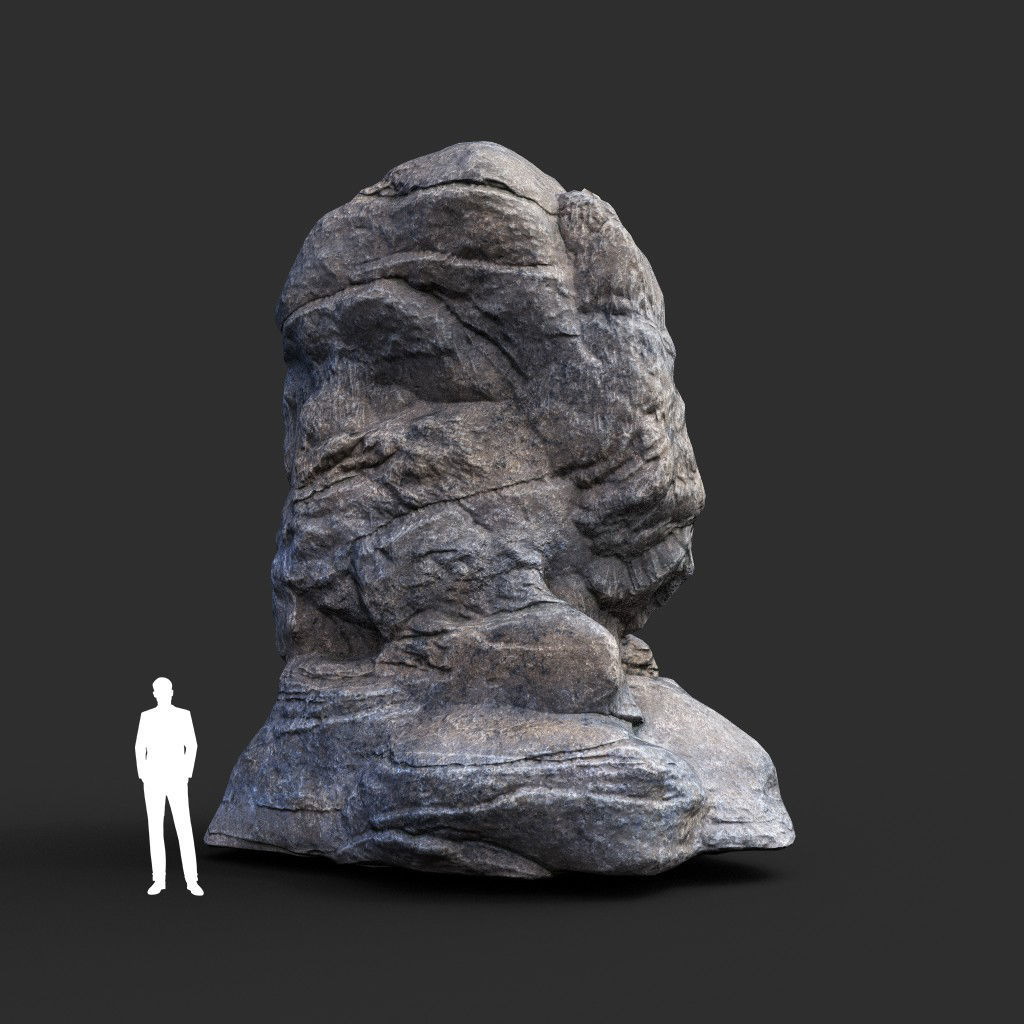 Low poly Gray Boulder Beach Rock Collection 210106 Low-poly 3D model_31