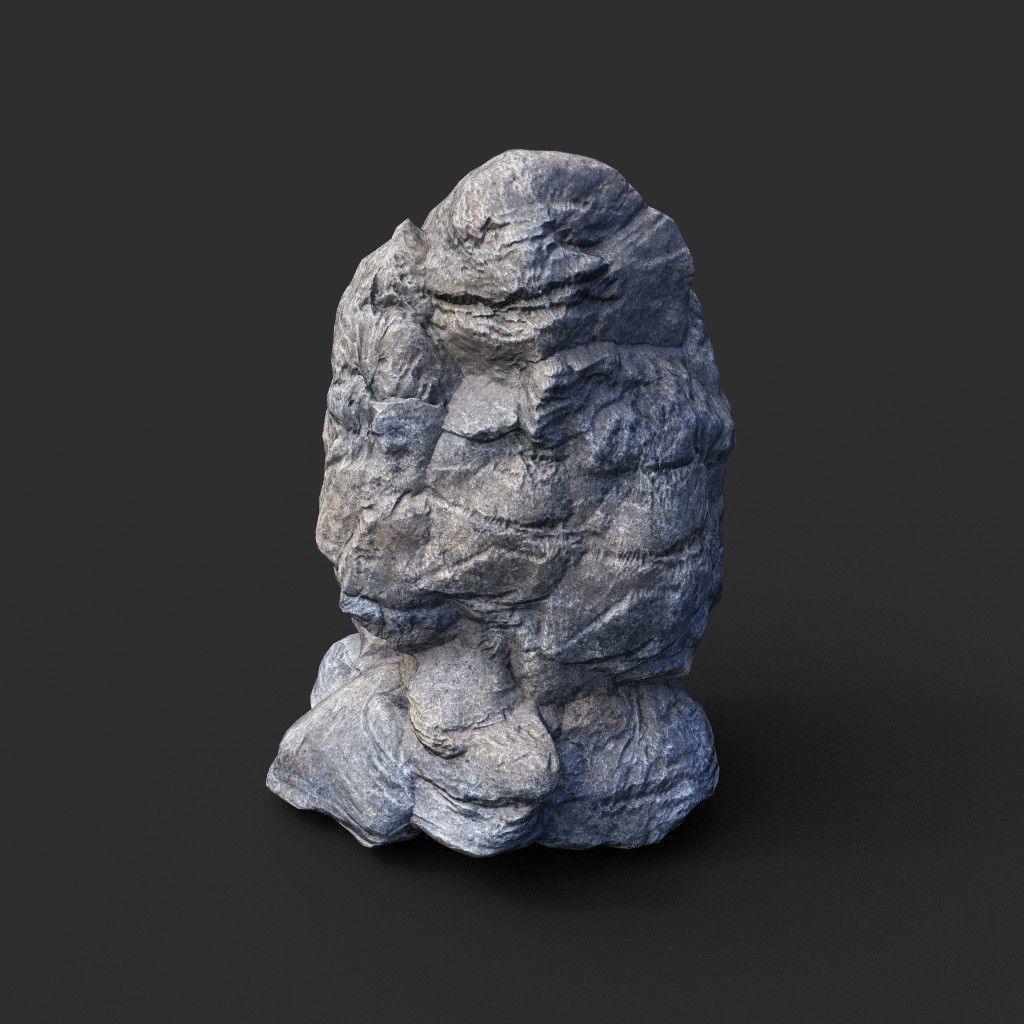 Low poly Gray Boulder Beach Rock Collection 210106 Low-poly 3D model_33