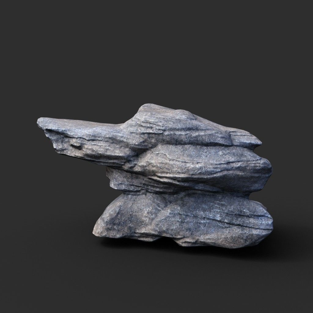 Low poly Gray Boulder Beach Rock Collection 210106 Low-poly 3D model_12