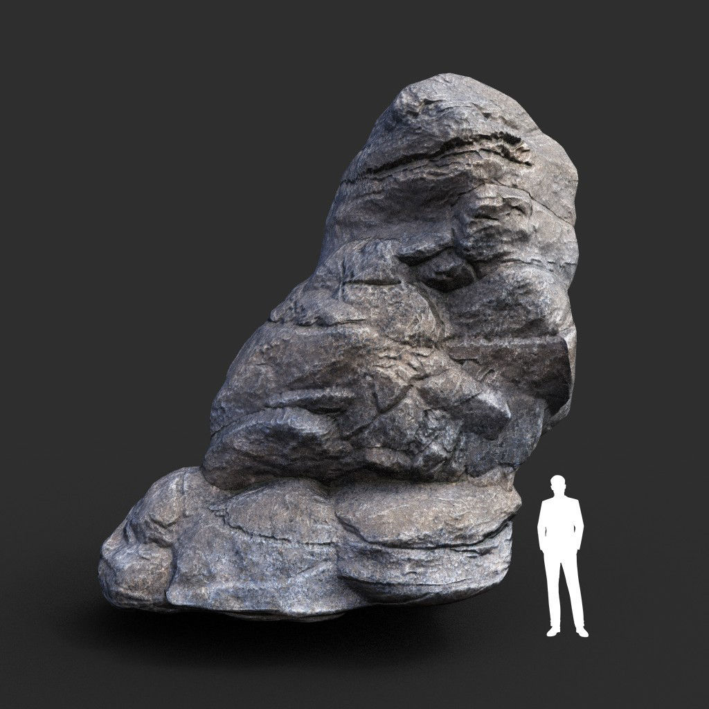 Low poly Gray Boulder Beach Rock Collection 210106 Low-poly 3D model_36