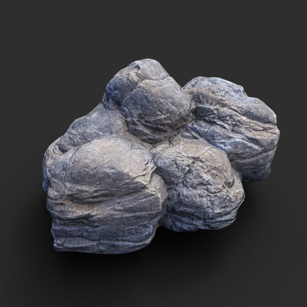 Low poly Gray Boulder Beach Rock Collection 210106 Low-poly 3D model_29