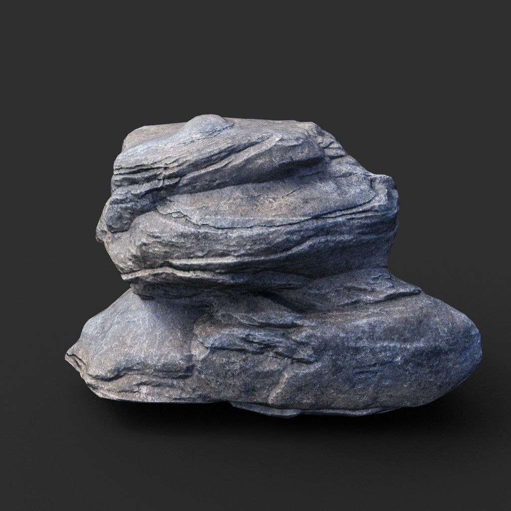 Low poly Gray Boulder Beach Rock Collection 210106 Low-poly 3D model_19