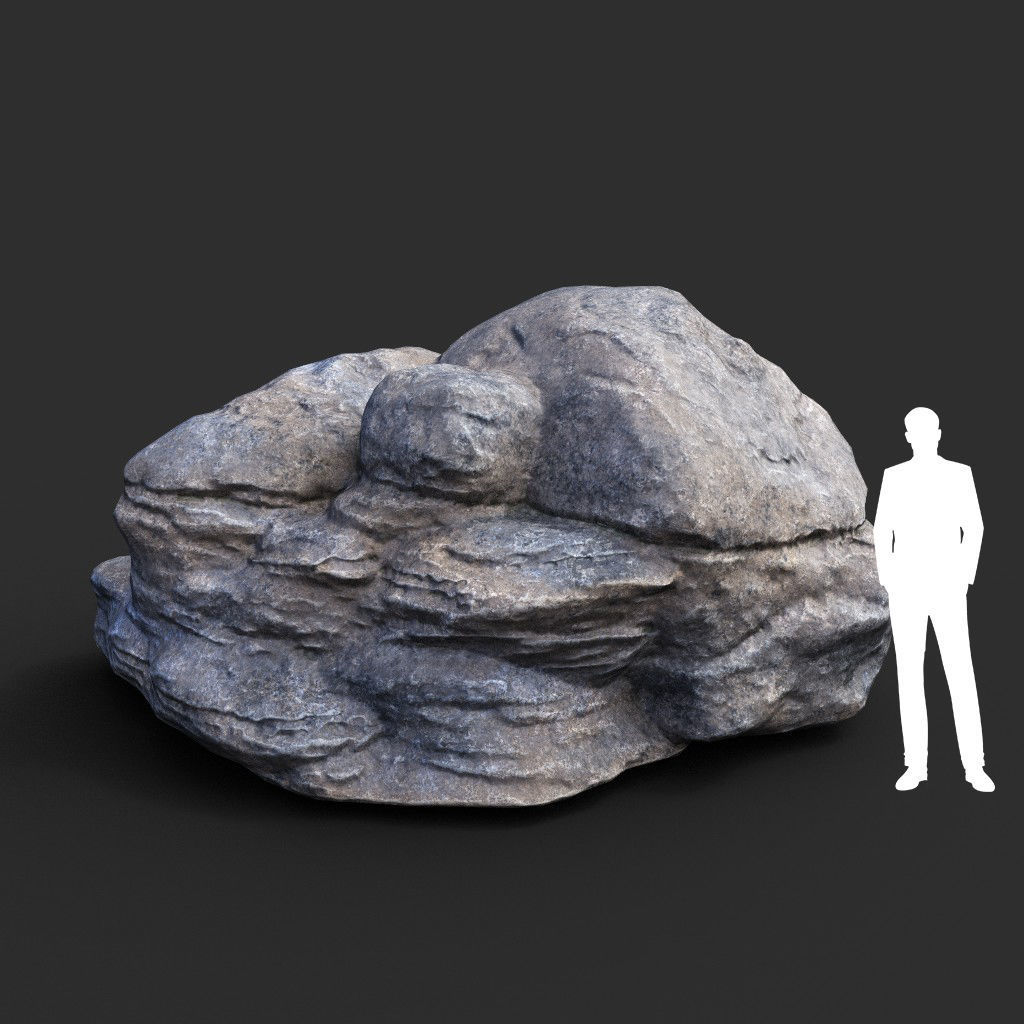 Low poly Gray Boulder Beach Rock Collection 210106 Low-poly 3D model_1
