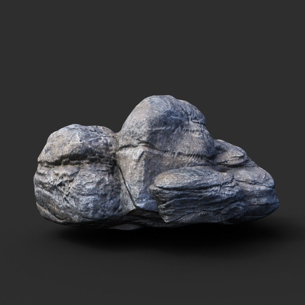 Low poly Gray Boulder Beach Rock Collection 210106 Low-poly 3D model_27