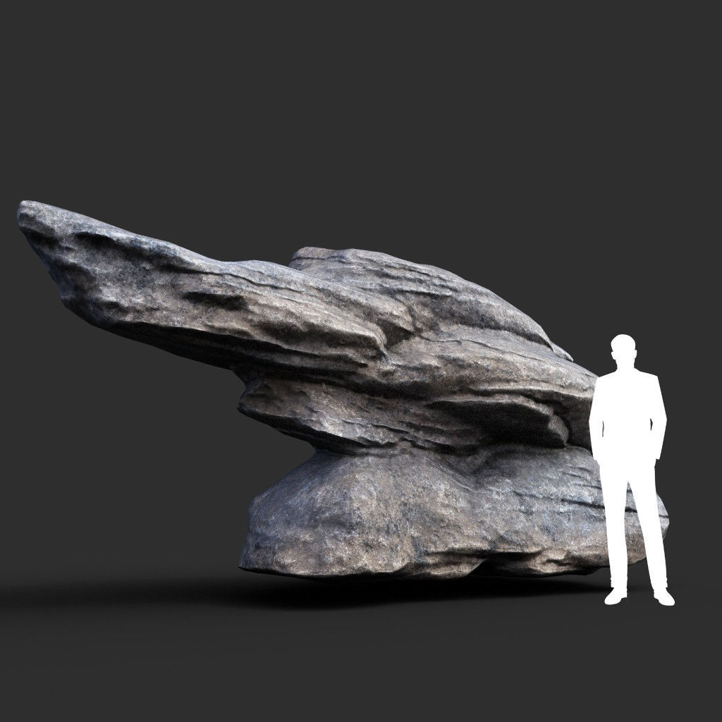 Low poly Gray Boulder Beach Rock Collection 210106 Low-poly 3D model_11