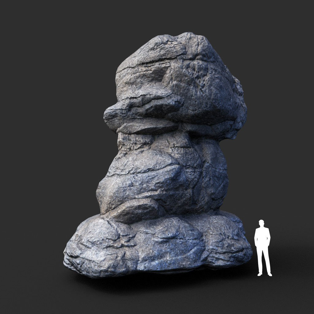 Low poly Gray Boulder Beach Rock Collection 210106 Low-poly 3D model_46