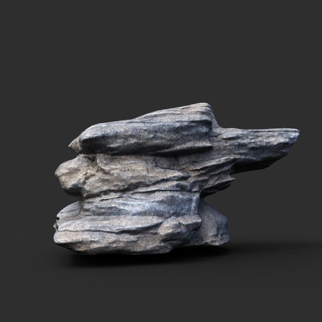 Low poly Gray Boulder Beach Rock Collection 210106 Low-poly 3D model_13