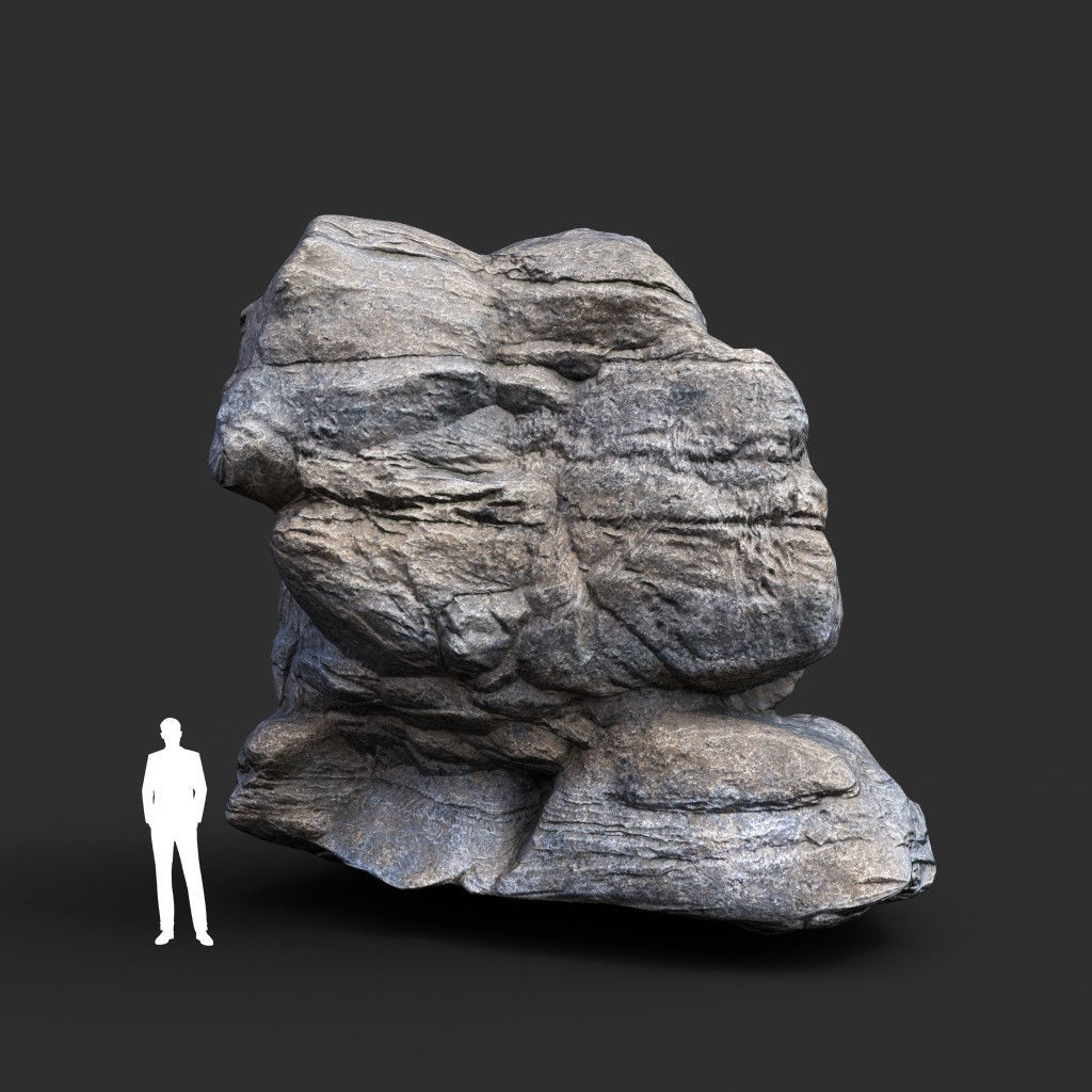 Low poly Gray Boulder Beach Rock Collection 210106 Low-poly 3D model_41