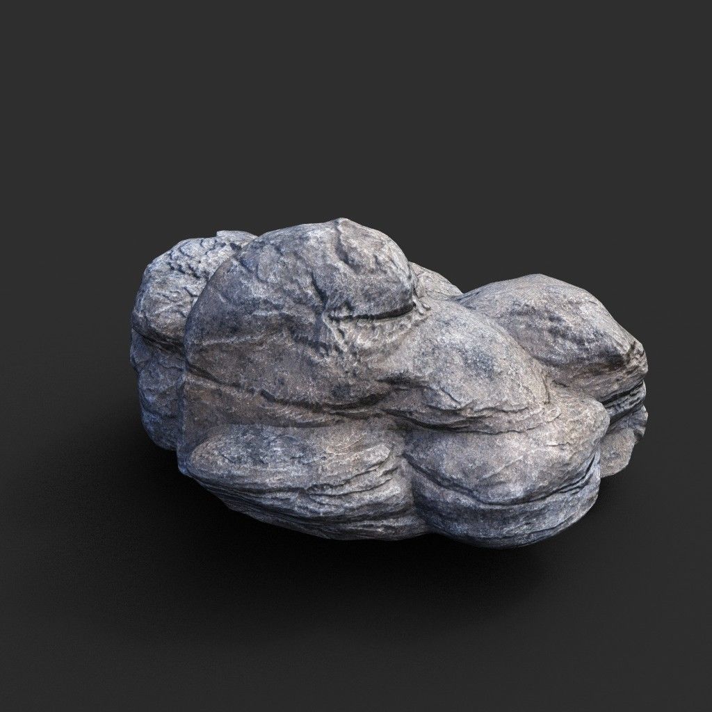 Low poly Gray Boulder Beach Rock Collection 210106 Low-poly 3D model_28