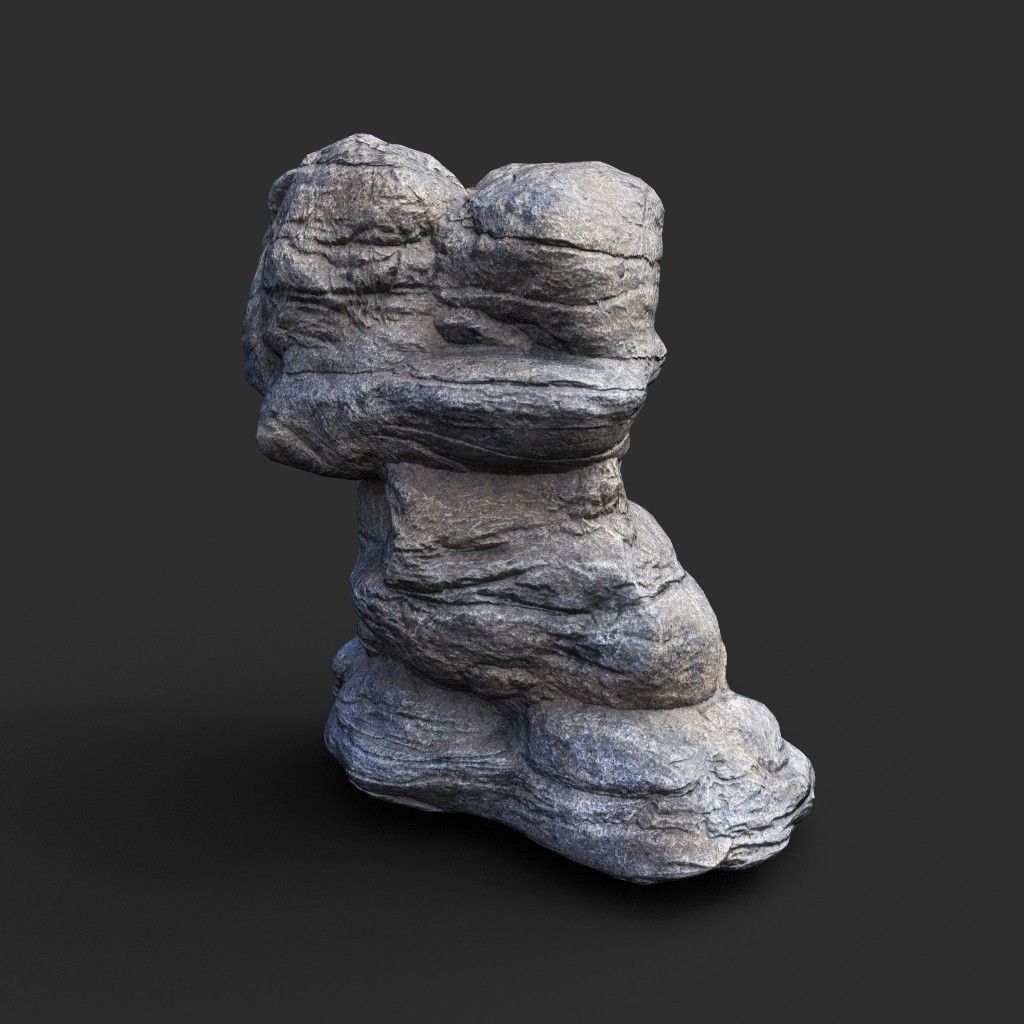 Low poly Gray Boulder Beach Rock Collection 210106 Low-poly 3D model_48