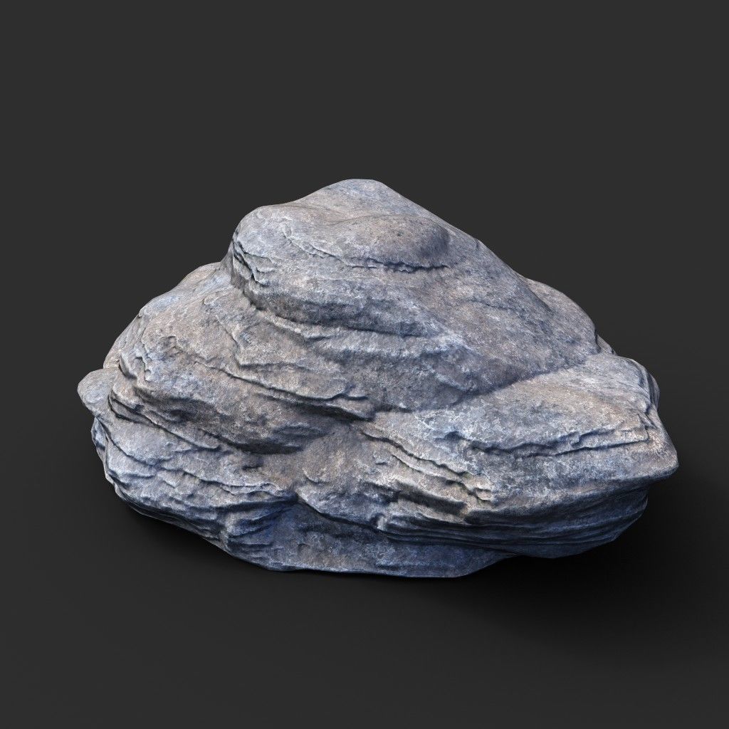 Low poly Gray Boulder Beach Rock Collection 210106 Low-poly 3D model_7