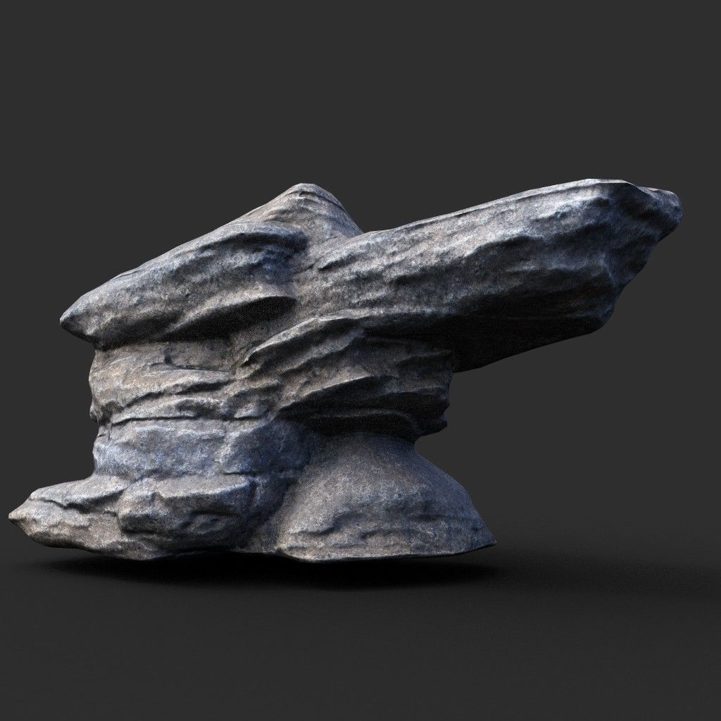 Low poly Gray Boulder Beach Rock Collection 210106 Low-poly 3D model_14