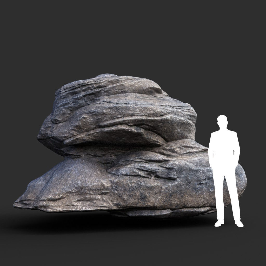 Low poly Gray Boulder Beach Rock Collection 210106 Low-poly 3D model_16