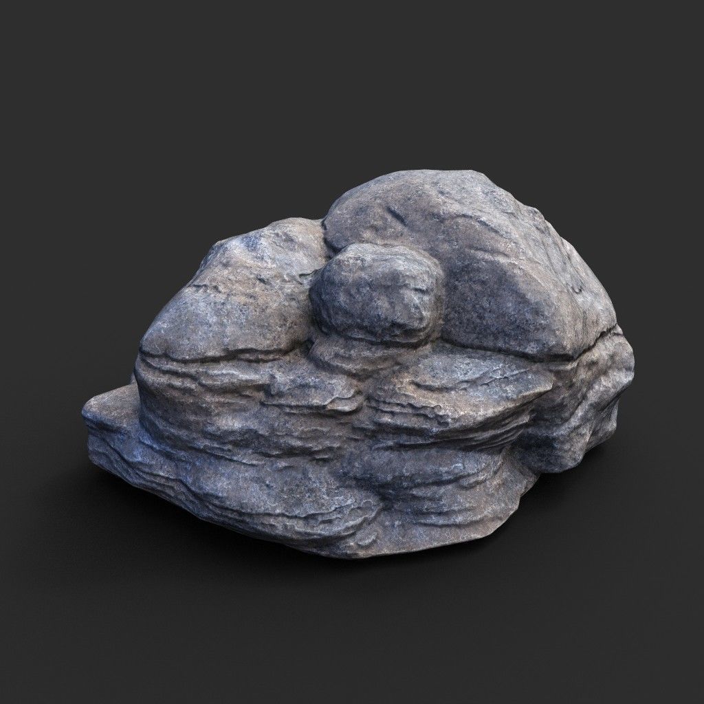 Low poly Gray Boulder Beach Rock Collection 210106 Low-poly 3D model_4