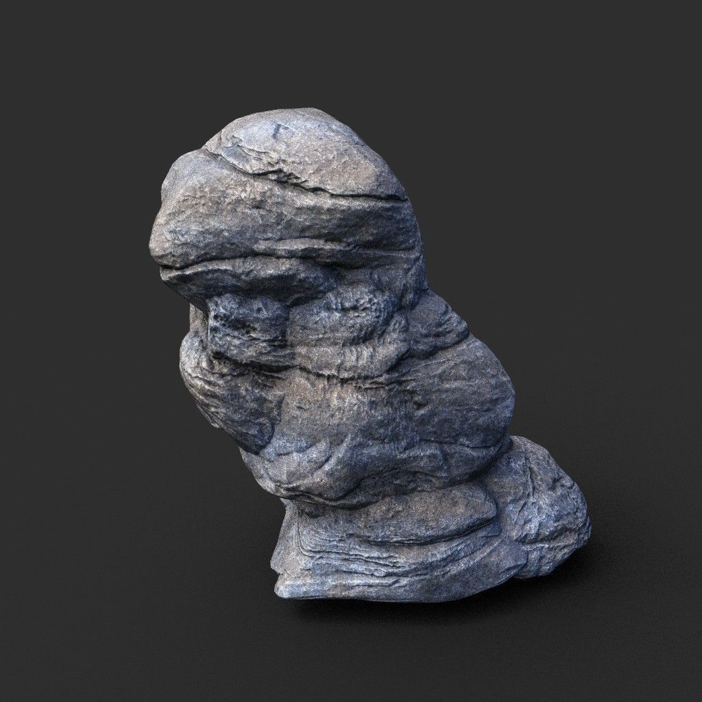 Low poly Gray Boulder Beach Rock Collection 210106 Low-poly 3D model_38