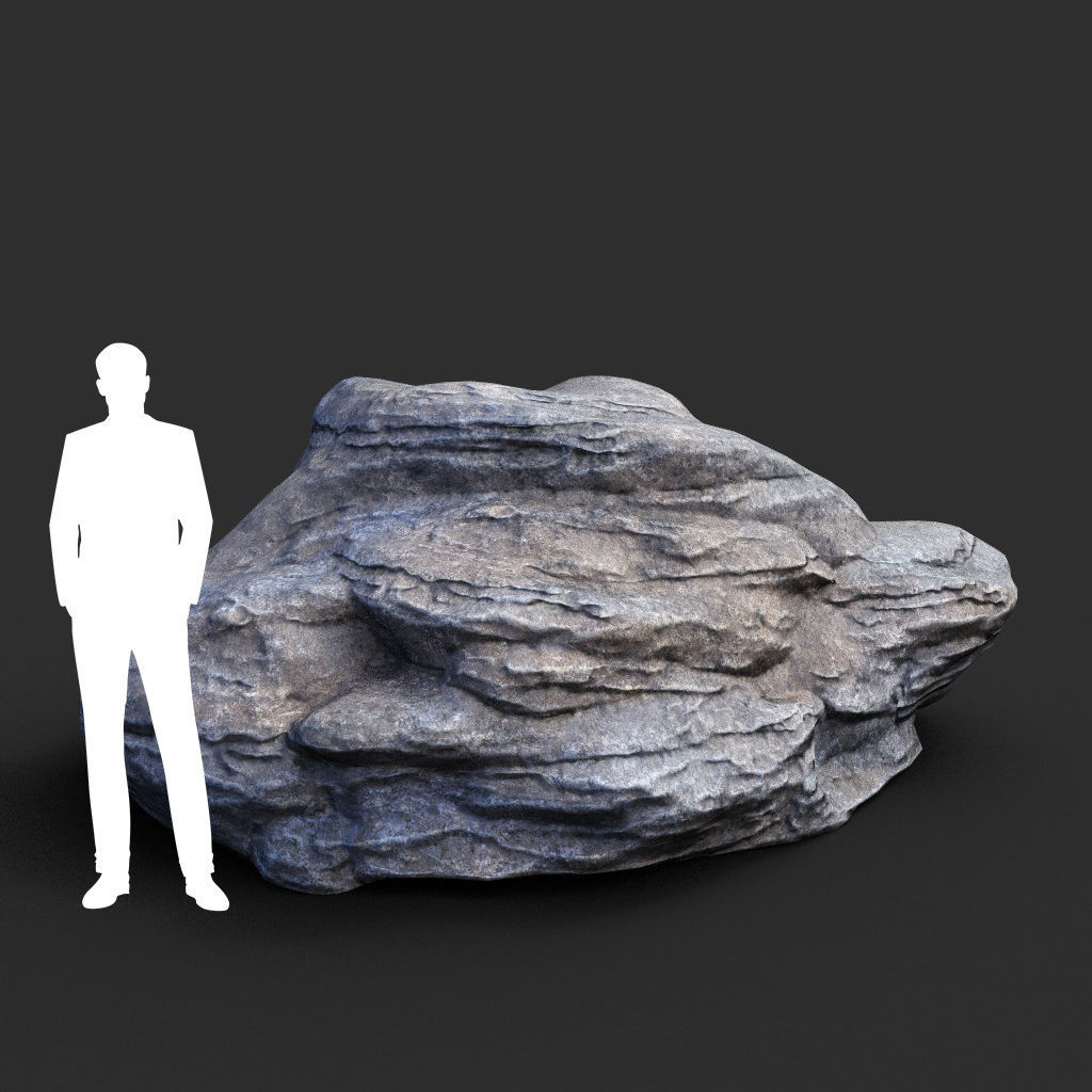 Low poly Gray Boulder Beach Rock Collection 210106 Low-poly 3D model_6