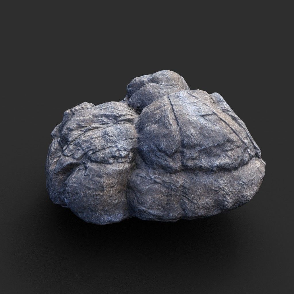 Low poly Gray Boulder Beach Rock Collection 210106 Low-poly 3D model_24