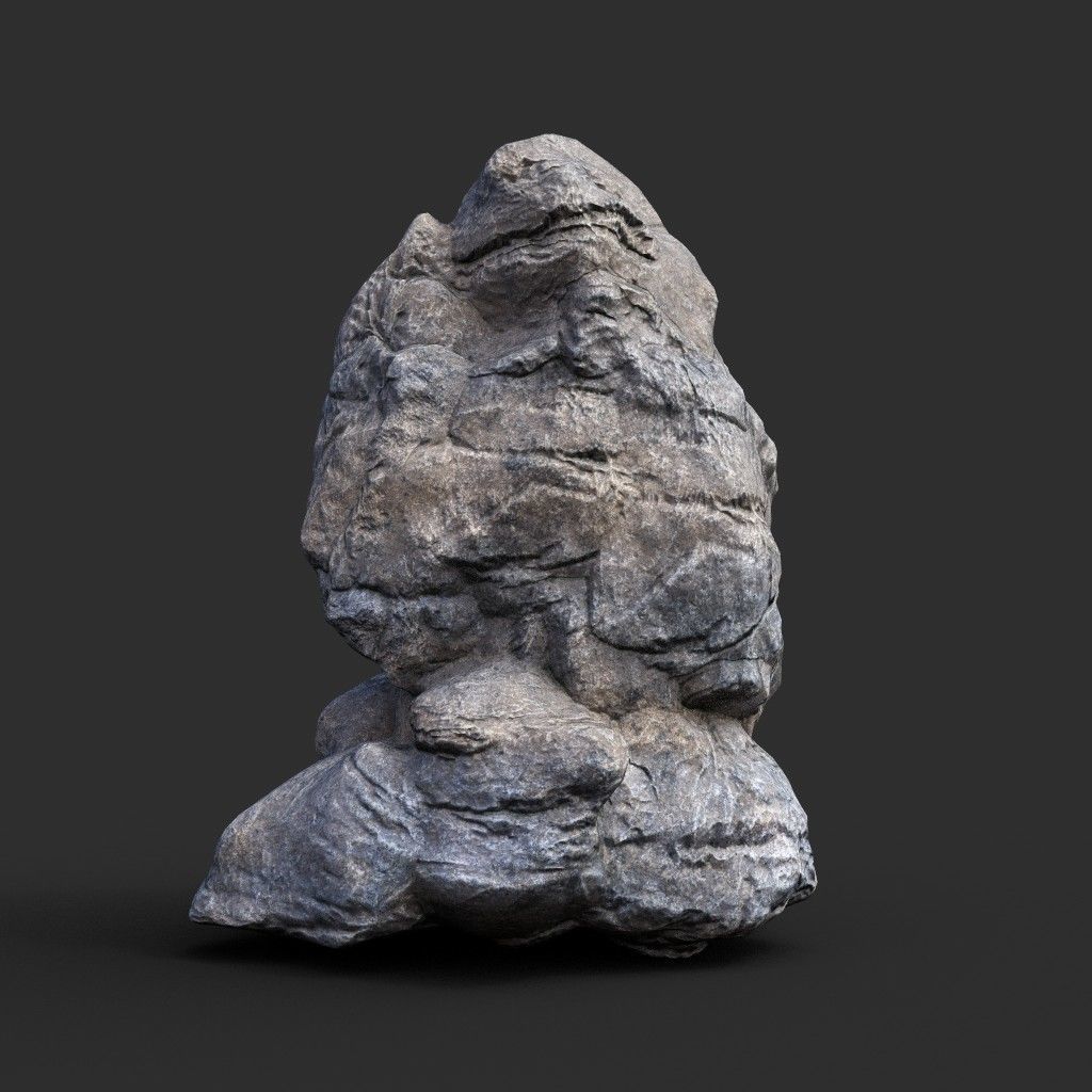 Low poly Gray Boulder Beach Rock Collection 210106 Low-poly 3D model_32