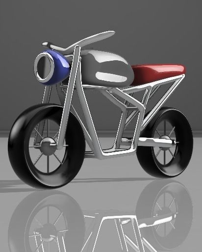 Electric Scrambler Bike Frame Design 3D model_3