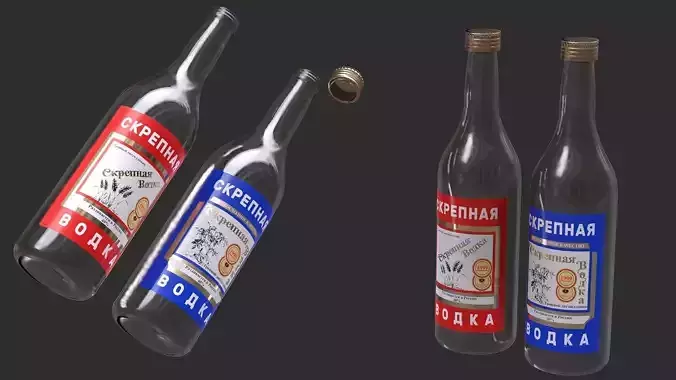 Russian Vodka 3d Model PBR Textured Game Ready Custom Brand