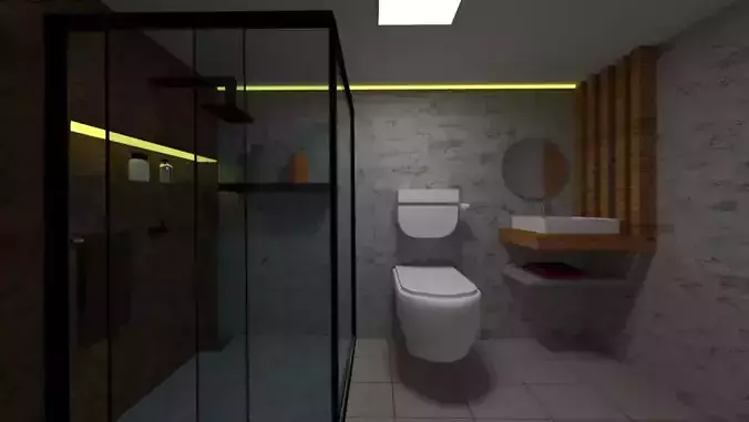 BathRoom modern with toilet and shower