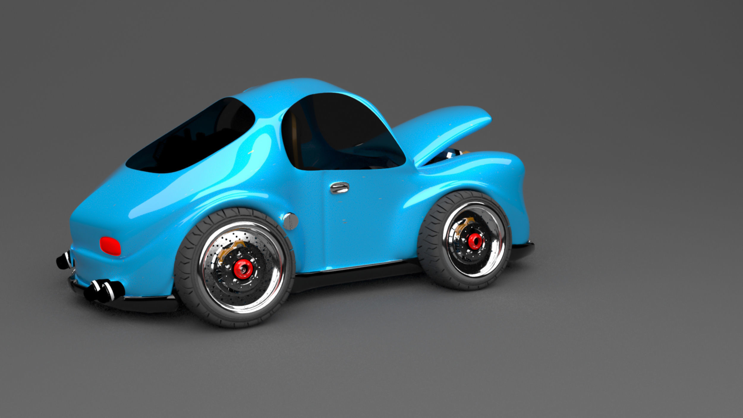 3D Blue VW cars project modelling  Low-poly 3D model_5