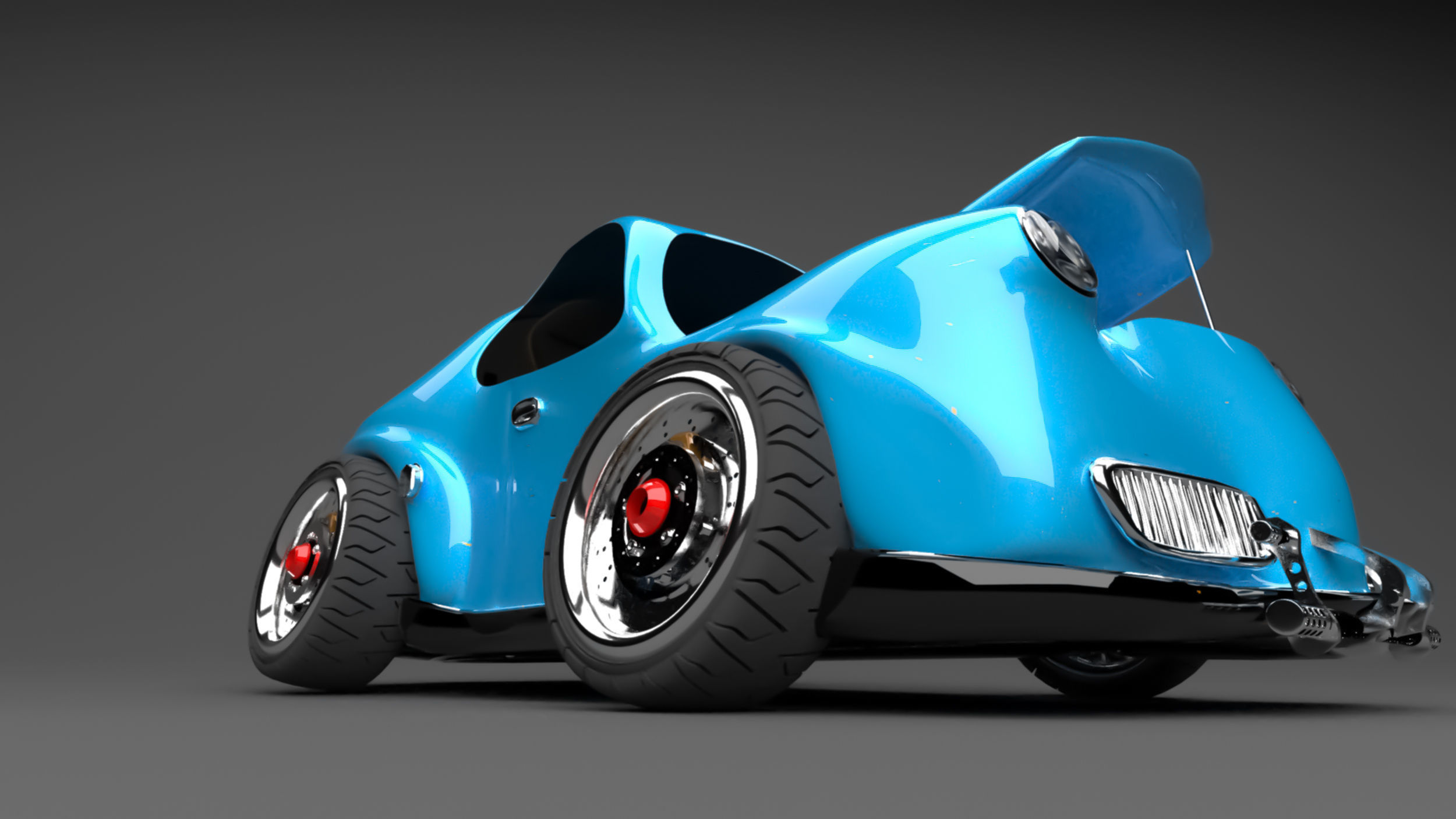 3D Blue VW cars project modelling  Low-poly 3D model_1
