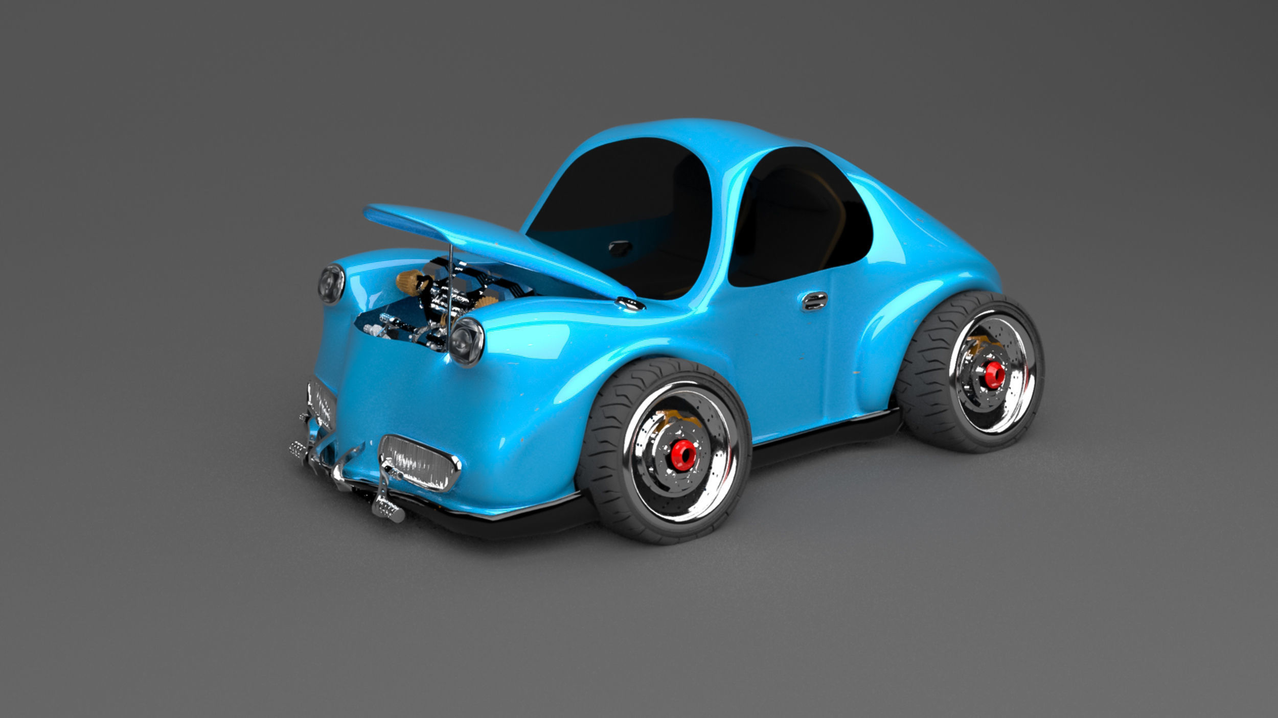 3D Blue VW cars project modelling  Low-poly 3D model_7